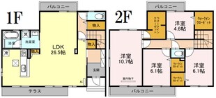 六麓荘ヒルズE棟の物件間取画像